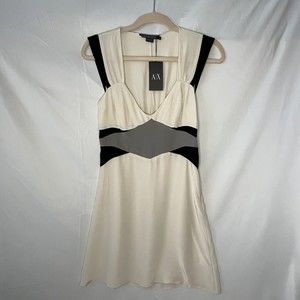 *NEW* A/X Armani Exchange Women's Ivory Gray V-Neck Sleeveless Silk Slip Dress 2